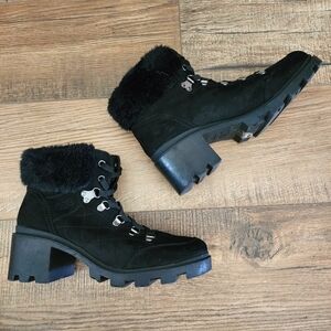 GBG by Guess Women Suede Fur Ankle Boots Heel Size 10